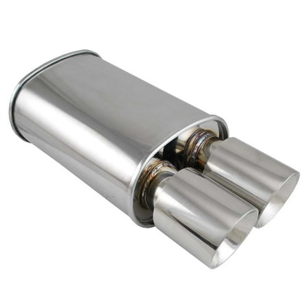 25' Exhaust Muffler Burnout Spun-locked Polished Exhaust Oval Muffler 3.5