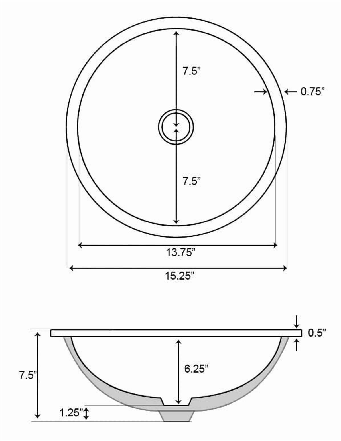 Imaginations américaines 15,75 pouces. L 15,75 pouces D Lavabo sous plan de salle de bain rond certifié CSA de couleur blanche