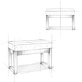 thumbnail image 6 of Simpli Home Milltown 27 inch Wide Solid Wood Contemporary Footstool Small Ottoman Bench in Platinum, 6 of 9