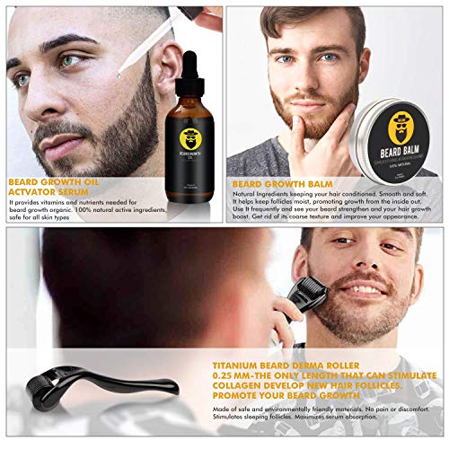 Beard Growth Kit - Derma Roller for Beard Growth, Beard Growth Serum Oil, Beard Balm and Comb, Stimulate Beard and Hair Growth - Gifts for Men Dad Him Boyfriend Husband Brother - image 3 of 3