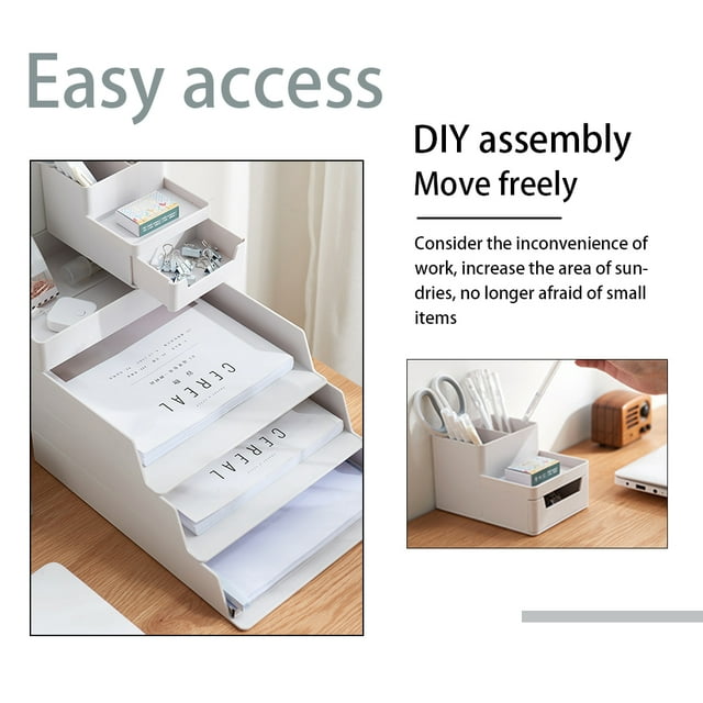 Office Desktop Organizer A4 Paper Drawer Storage Box Multi-functional Stackable File Cabinet A4 Drawer