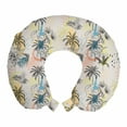 thumbnail image 1 of Exotic Travel Pillow Neck Rest, Hand Drawn Sketch of Palm Trees and Abstract Shapes on Backdrop, Memory Foam Traveling Accessory Airplane and Car, 12", Pale Eggshell and Multicolor, by Ambesonne, 1 of 2