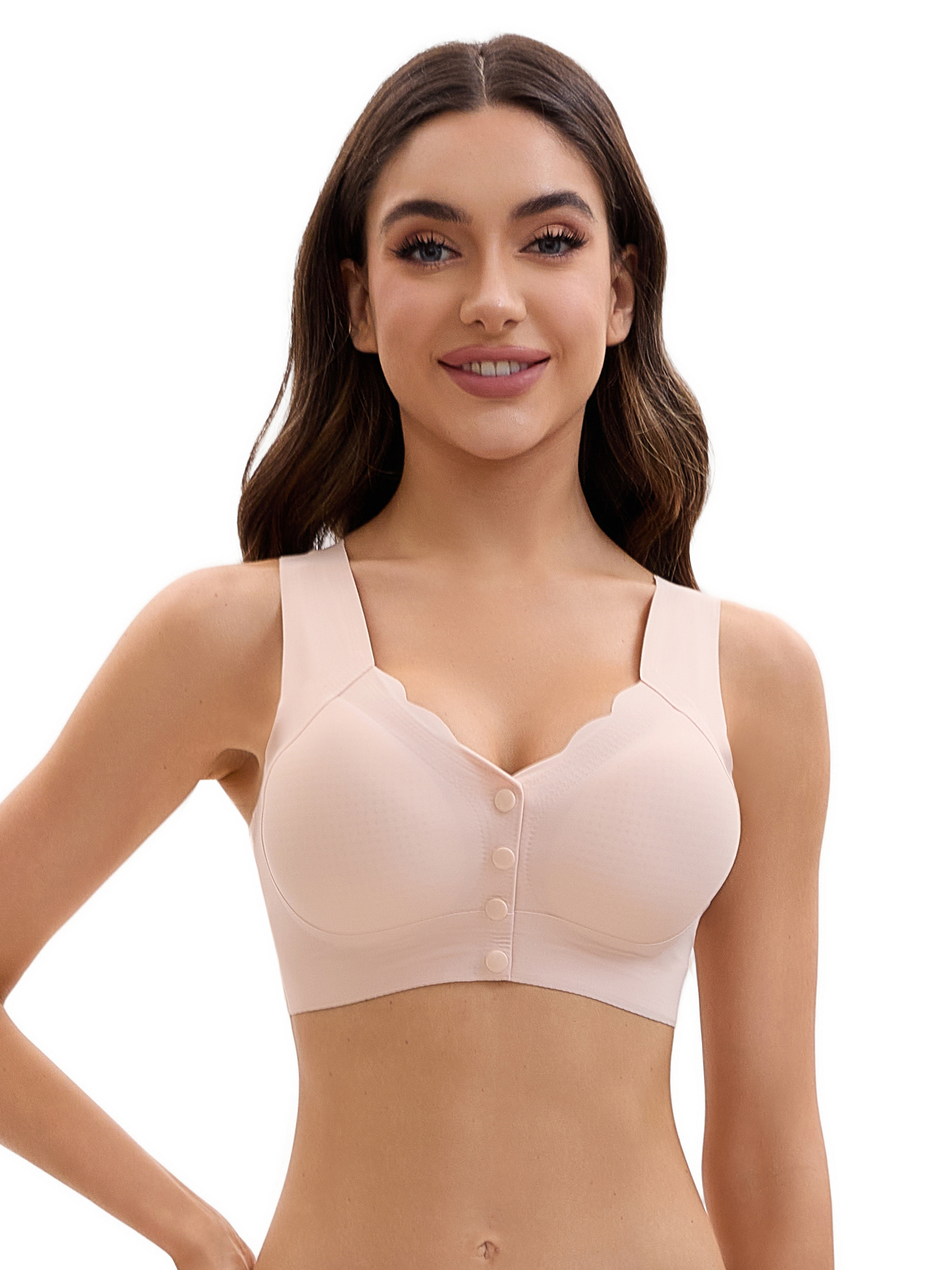 Unique Bargains Women's Vest Wirefree Wave Trim U Back Soft Bras 4X-Large Beige