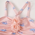 thumbnail image 5 of VNKIDY Girls One Piece Swimsuit Kids Floral Print Ruffled Hem Adjustable Spaghetti Straps Onesie Bathing Suit With 3D Flower Decor For Beach Pool Wear Leisure Swimwear Light Pink 11-12 Years, 5 of 9