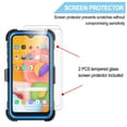 thumbnail image 7 of Samsung Galaxy A01 Case Clip Belt Holster,Takfox Shockproof Swivel Defender Heavy Duty Armor Protective Case & 2 Pcs Tempered Glass Screen Protector w/ Kickstand Rugged Cover For Galaxy A01 2020,Blue, 7 of 7