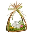 thumbnail image 1 of White Porcelain Bunny In A Floral Decorated Basket Decoration, 1 of 1