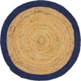 thumbnail image 2 of Indian Handmade Braided Navy Blue Border with Inner Natural Jute Area Rug, Home Décor Rug, Jute Rug for Bedroom, Dining Room, living room, Doormat Rug Size - 6' Round (180 cm x 180 cm), 2 of 5