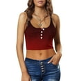 thumbnail image 4 of Women’s Scoop Neck Sleeveless Crop Tank Slim Fitted Button Henley Cropped Cami Top Casual Workout Yoga Tanks Blouses, 4 of 7