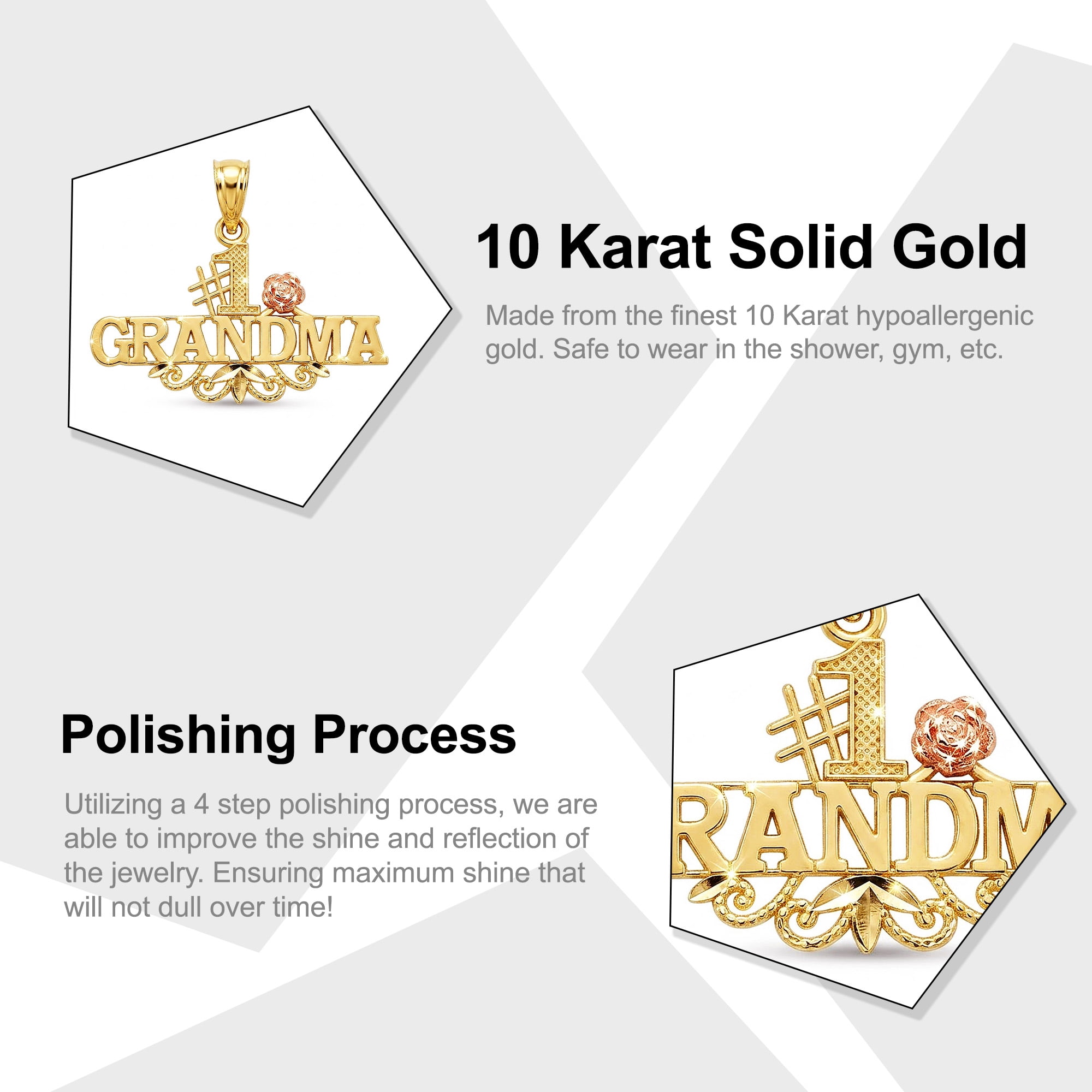 Charm America - Gold #1 Grandma Charm - 10 Karat Solid Gold
