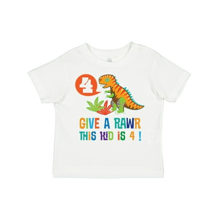 

Inktastic 4th Birthday Dinosaur Party Gift Toddler Boy or Toddler Girl T-Shirt
