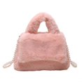 thumbnail image 4 of Bolso de mujer con cadena de perlas, bolso de mano de felpa, de piel de reloj de arena, bolso de mano de moda de invierno, bolso bandolera, 4 of 6