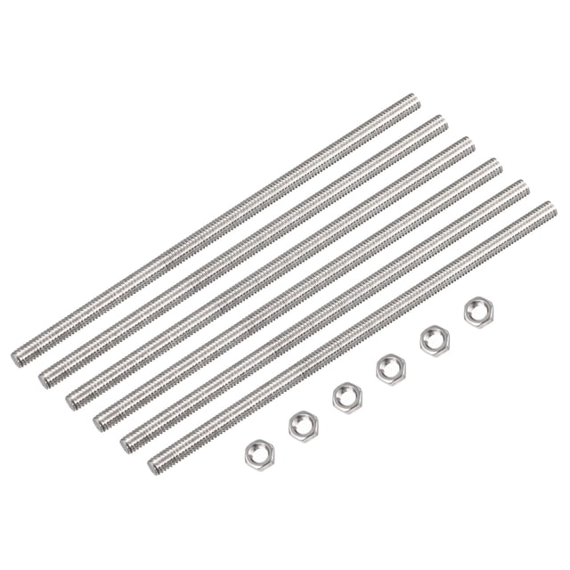 Unique Bargains 15Pack M3 x 350mm Fully Threaded Rod w 15Pack Hex Nuts, 0.5mm Pitch 304 Stainless Steel Right Hand Threaded Rod