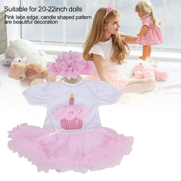 Simulation Doll LPink Floral Dress Outfit Clothes for 20-22inch Dolls