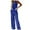 Blue, variant on Fgnfyis Womens Elegant Solid Color Suit Vest Tank Cardigan Pockets Tops Wide Leg Pants Suit Women's Trousers Suit Beige M