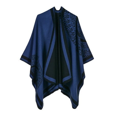 Ethnic Women Shawl Poncho Faux Cashmere Colorblock Tribal Jacquard ...