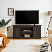 SmileMart Modern TV Stand with Storage Shelves for TVs up to 65 Inch, Rustic Brown