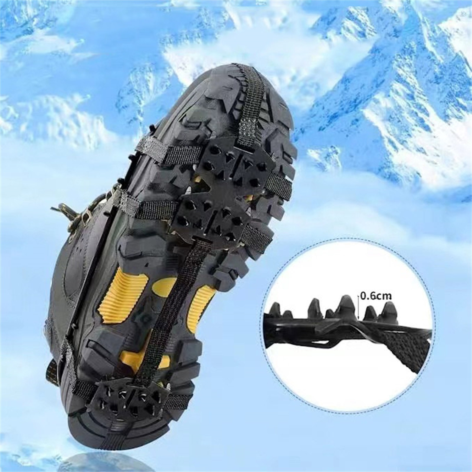 Crampons à Neige 24 Dents – Antidérapants Pour Randonnée, Jogging Et Marche Hivernale – Pour Chaussures De Montagne Et Outdoor
