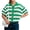 Green, variant on Short Sleeve Women Stripe Print Casual Button Down Crochet Cardigan Hollow Tops