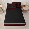 thumbnail image 4 of Homewish Black Red Boho Zipper Queen Comforter Set with Fitted Sheet and 2 Pillowcases,Rustic Exotic Paisley Zipper Bedding Set,Black Reversible,4pcs, 4 of 8