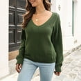 thumbnail image 2 of JINMGG V Neck Sweaters for Women Fall Winter Clearance,Women's Design Button Sweater Women's Loose and Winter Long Sleeve Knit Sweater, 2 of 8
