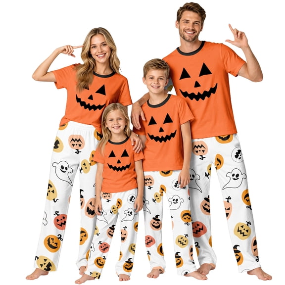 Onlypjs Family Halloween Pajamas Matching Sets, Cozy Jack-O'-Lantern & Ghost Loungewear for Couples, Women and Men