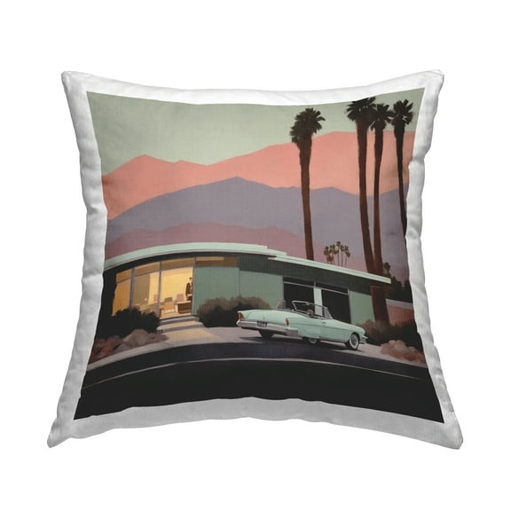 Stupell Industries Tropical House & Car Decorative Printed Throw Pillow Design by Noah Bay.