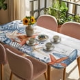 thumbnail image 3 of Orange Blue Starfish Coastal Table Cloths for 4 Foot Rectangle Tables, Summer Beach Eucalyptus Retro Patio Waterproof Elastic Fitted Tablecloths, Washable Rectangular Table Cover for Camping, 3 of 8