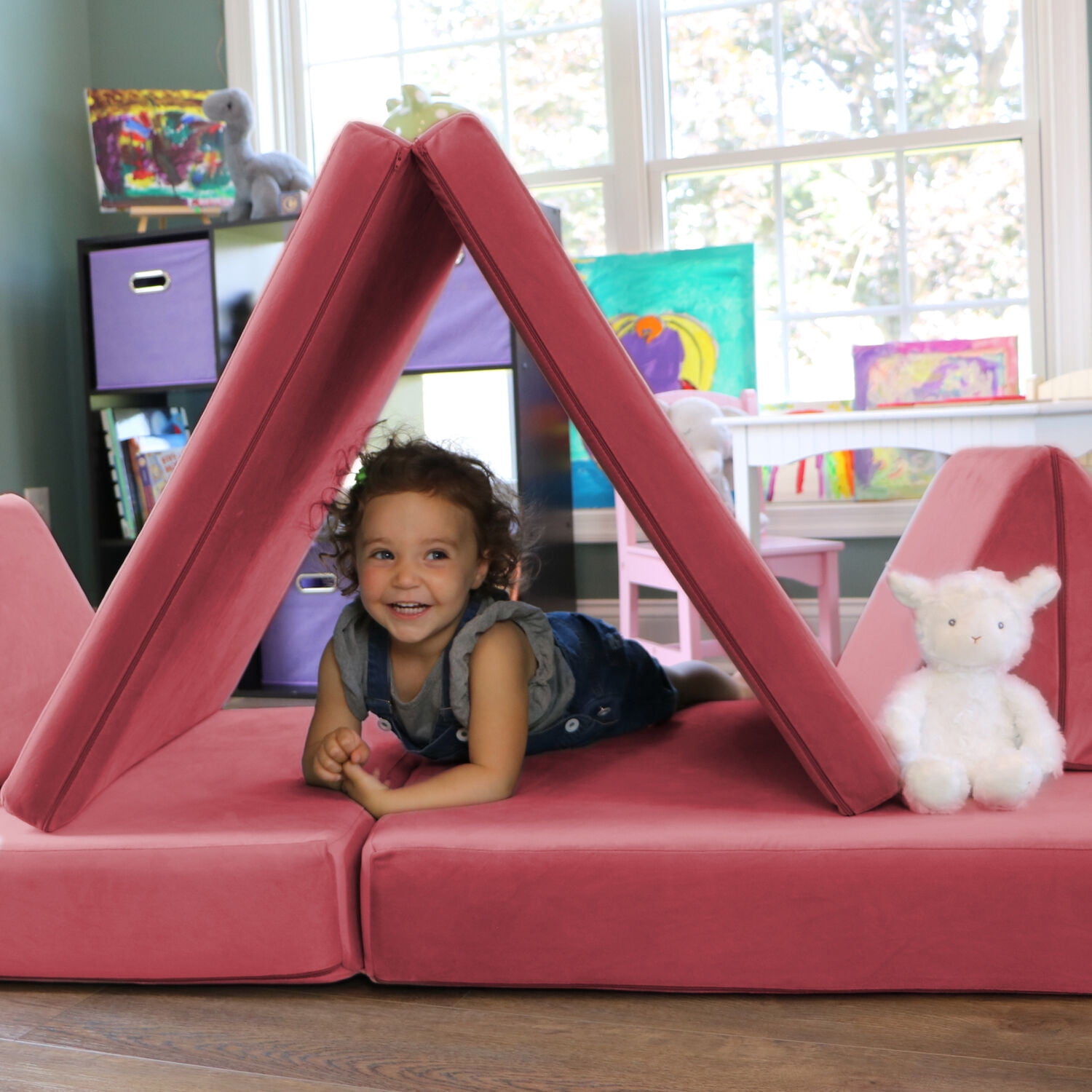 Critter Sitters Kids Lil Lounger | Play Couch | Modular Sofa | Fort Building, Open Ended Play | Sturdy Foam | Washable Covers | Durable | Flexible Seating for Playroom, Kids Room