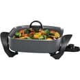 thumbnail image 3 of Family-Sized Electric Skillet with  Shield Non-Stick, 12-Inch Gray, Deep Cooking Pan, 3 of 9