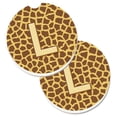 thumbnail image 1 of Monogram Initial L Giraffe Set of 2 Cup Holder Car Coaster, 1 of 1