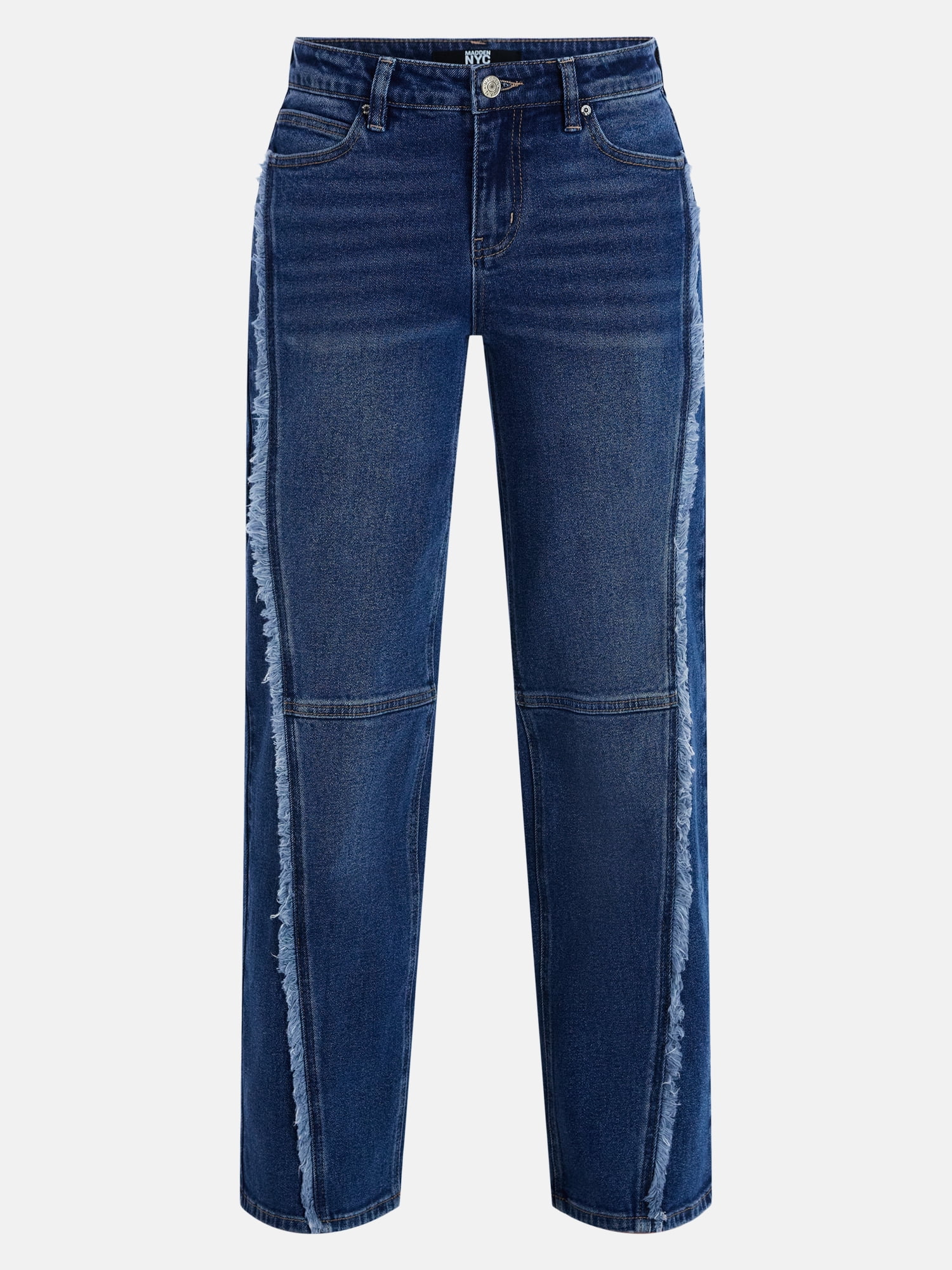 Madden NYC Women’s Wide Leg Ankle Jeans with Frayed Seam, 26” Inseam, Sizes 00-18