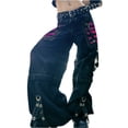 thumbnail image 3 of Women Low Waist Cargo Pants Baggy Trouser Y2k Vintage Aesthetic Low Rise Wide Leg Pant Grunge Gothic Pants with Pockets, 3 of 10