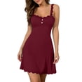thumbnail image 5 of Yteetum Women's Summer Dresses Sleeveless U Neck Lace Trim Spaghetti Mini Dresses Casual Solid Loose Lightweight Comfy Lounge Dress, 5 of 6