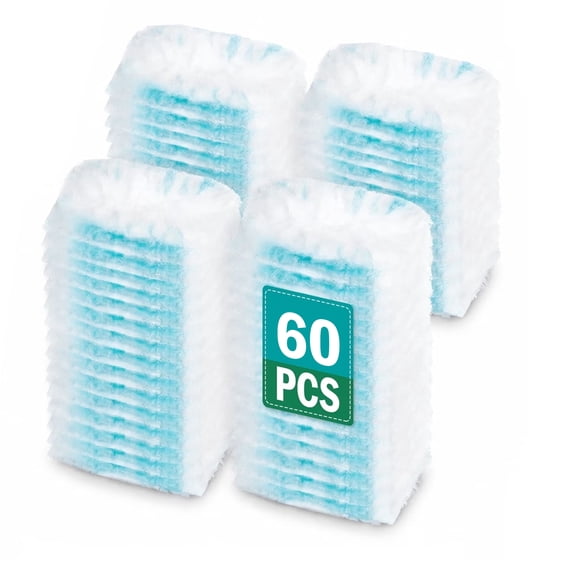 60 Pack Duster Refills with 1 Handles, Heavy Duty Microfiber Duster Pads for Ceiling Fans, Blinds, Furniture and Pet Hair