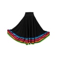 thumbnail image 4 of Aislor Women's High Waist Colorful Stripe Hem Skirt Embroidered Ballroom Dance Folk Dancing Clothing Black 75cm XL, 4 of 7