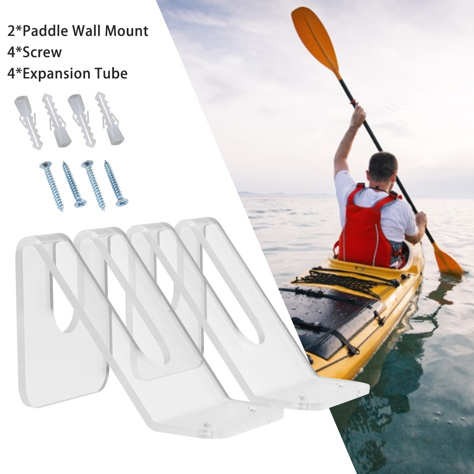 1 Pair Kayak Canoe Paddle Boat Surf Ski Wall Mounted Storage Rack Bracket Holder 