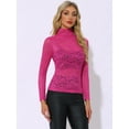 thumbnail image 2 of DARING DIVA Long Sleeve Mock Neck Floral Lace Blouse L Fuchsia, 2 of 6