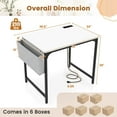 thumbnail image 3 of Costway 32" Meeting Room Desk Set of 6 with Charging Station & Headphone Hook Metal Frame White, 3 of 7