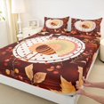 thumbnail image 3 of Manfei Colorful Fall Leaf Pattern Fitted Sheet Full,Thanksgiving Turkey Print Bed Set,3pcs,1 Fitted Sheet and 2 Pillowcases, 3 of 6
