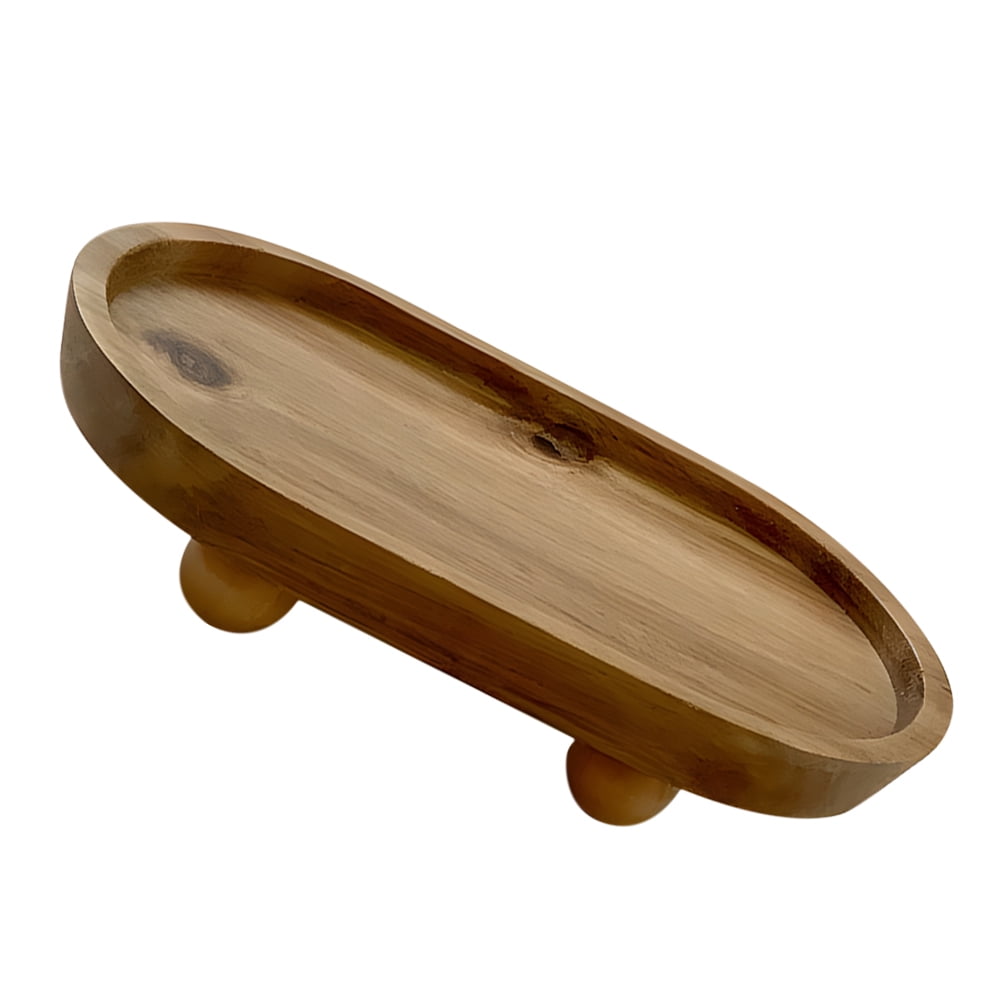 BESTYASH Light Brown Wooden Desktop Tray for Cosmetics Jewelry and Key Storage