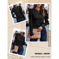thumbnail image 7 of NFTOEIULA Women Crew Neck Buttons Puff Long Sleeve Tunic Shirt, 7 of 7