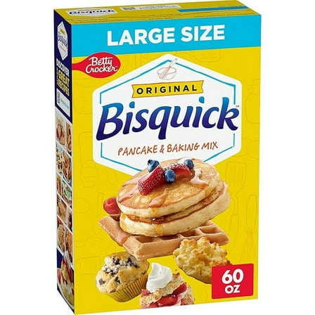 Betty Crocker Bisquick Pancake and Baking Mix, Original, Makes About 90 Pancakes, Large Size, 60 oz ( Pack of 2 )