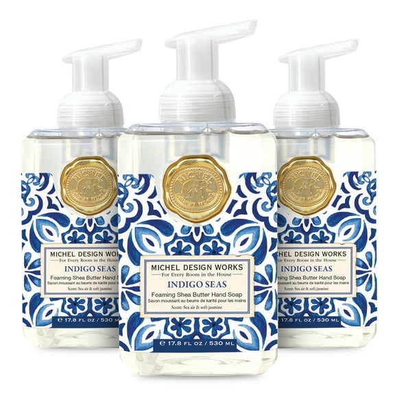 Michel Design Works Foaming Hand Soap, Indigo Seas, 3-Pack, Foaming Hand Soap