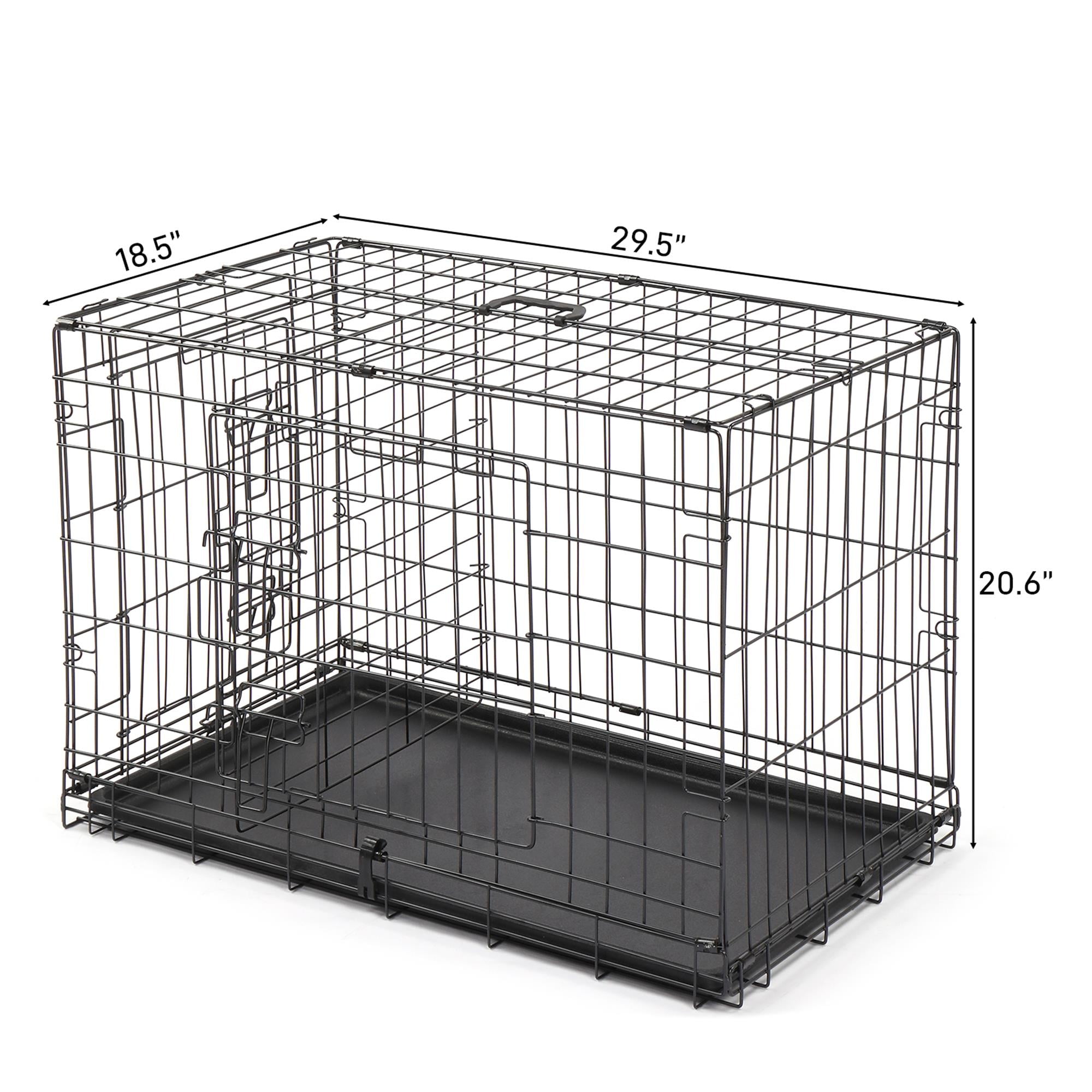 Pefilos 30" Wire Dog Crate with Tray, Pet Kennel Cat Folding Steel Animal Playpen, Black Pefilos 30" Wire Dog Crate with Tray, Pet Kennel Cat Folding Steel Animal Playpen, Black