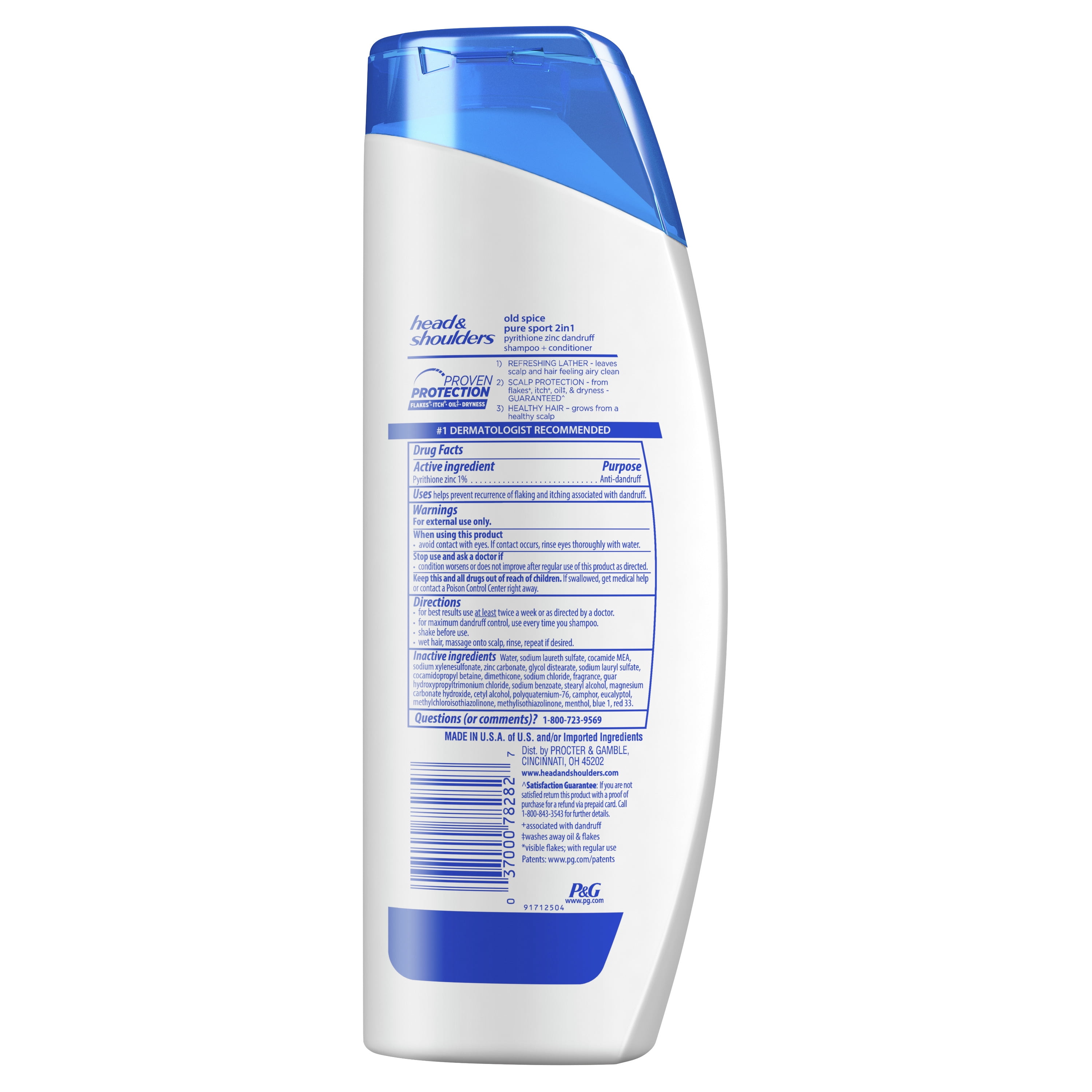 Head and Shoulders Old Spice Pure Sport Anti-Dandruff 2 in 1 Shampoo and Conditioner, 12.8fl oz