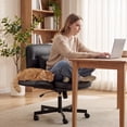 thumbnail image 6 of Vyrox Cross-Legged Office Chair, Ergonomic Criss Cross Office Chair with Adjustable Armrests, Swivel Vanity Chair Comfy Desk Chairs, Black, 6 of 7