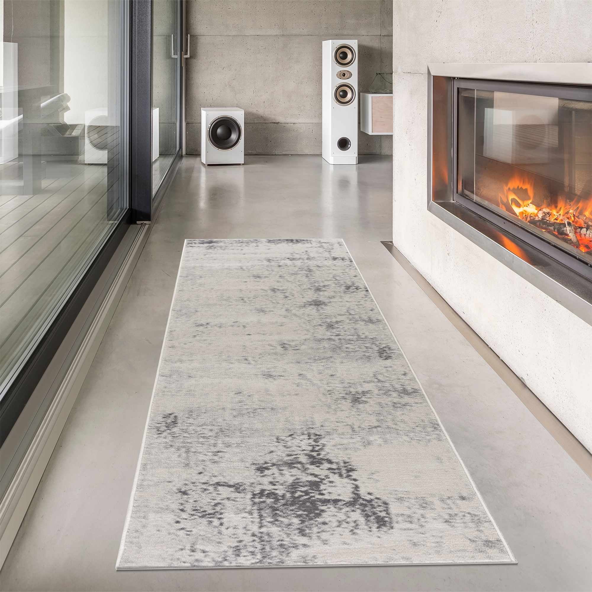 Hauteloom Tigris Collection Hayal Transitional Modern Farmhouse Entryway, Hallway, Small Area Rug Door Mat - Contemporary Distressed - Boho Abstract - Ivory, Beige, Gray - 2' x 3'