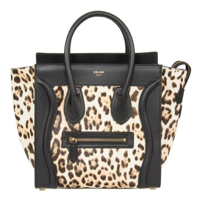 Celine CEL-HBAG-MICRO-LEO-PRNT-BLK Micro Sac de Voyage, Imprimé Léopard et Noir