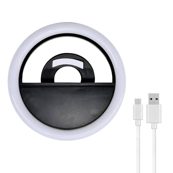 Mini Selfie Ring Light LED Circle Clip-on Ring Light Rechargeable Portable Ring Light Compatible with Smart Phones Tablets Makeup Mirrors for Selfie Makeup Video Chat Video Conference