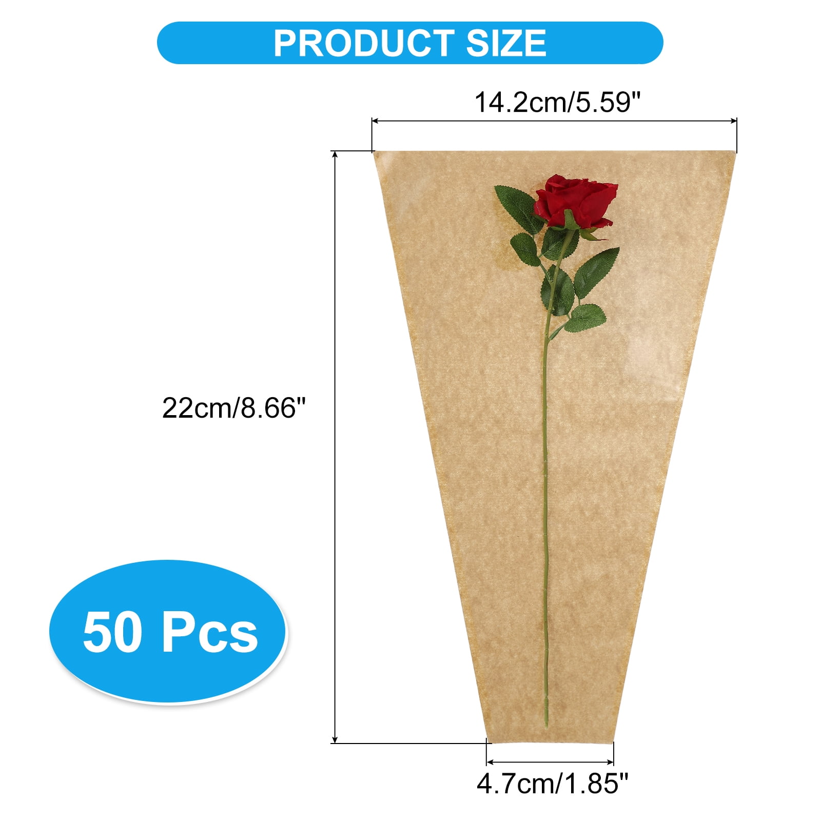 Uxcell Flower Wrapping Bag, Kraft Paper 50 Pack, Brown, 22x14.2x4.7"
